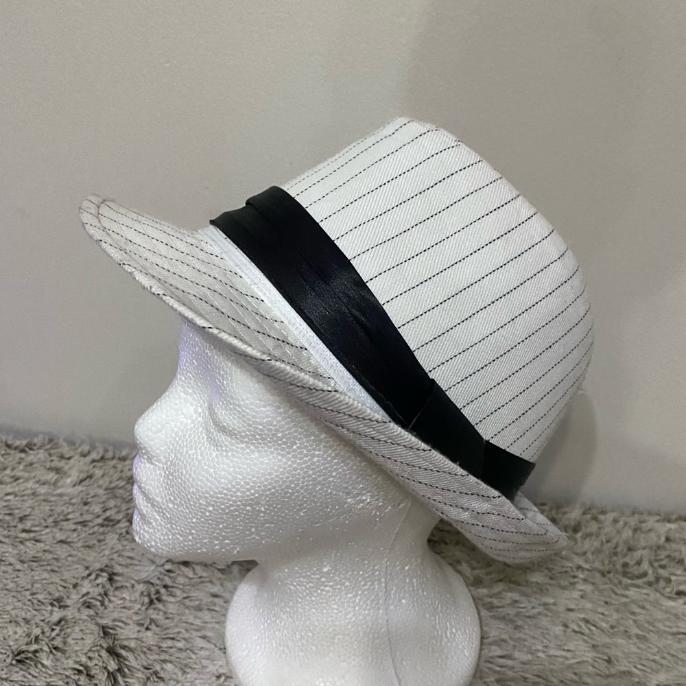 Stylish White and Black Fedora Hat
